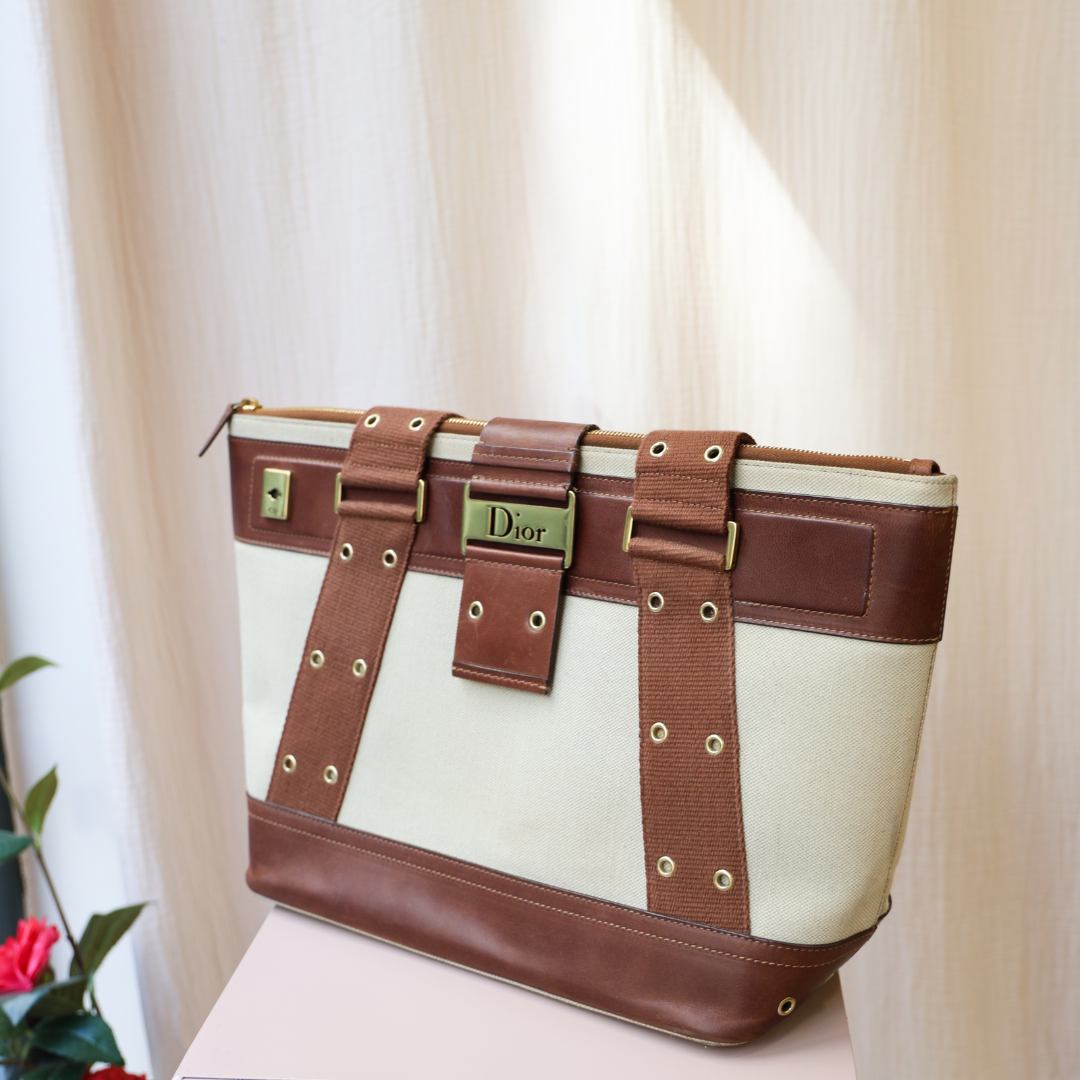 DIOR - Cabas cuir & toile