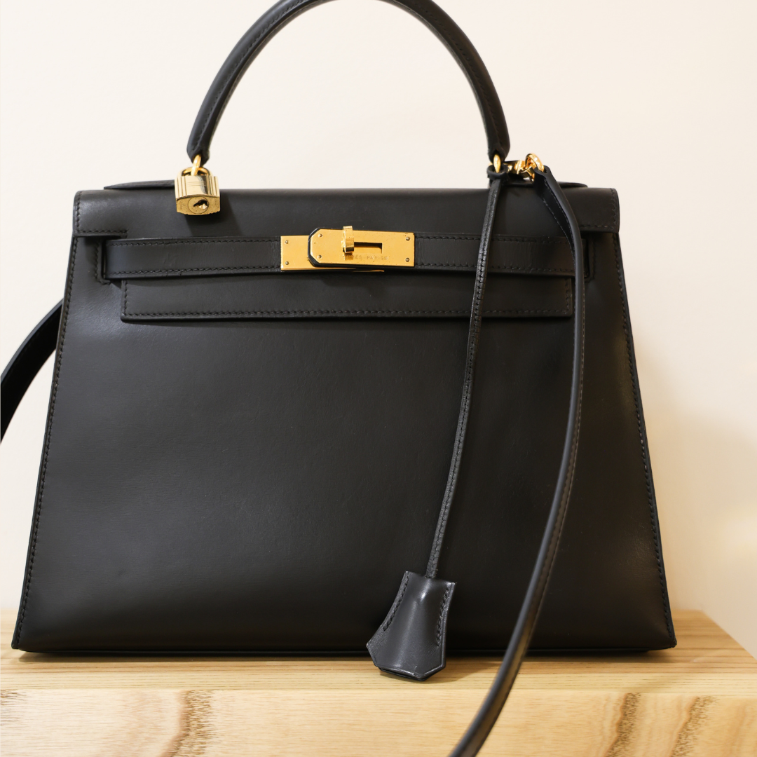 HERMÈS - Kelly Black Calf Box 28