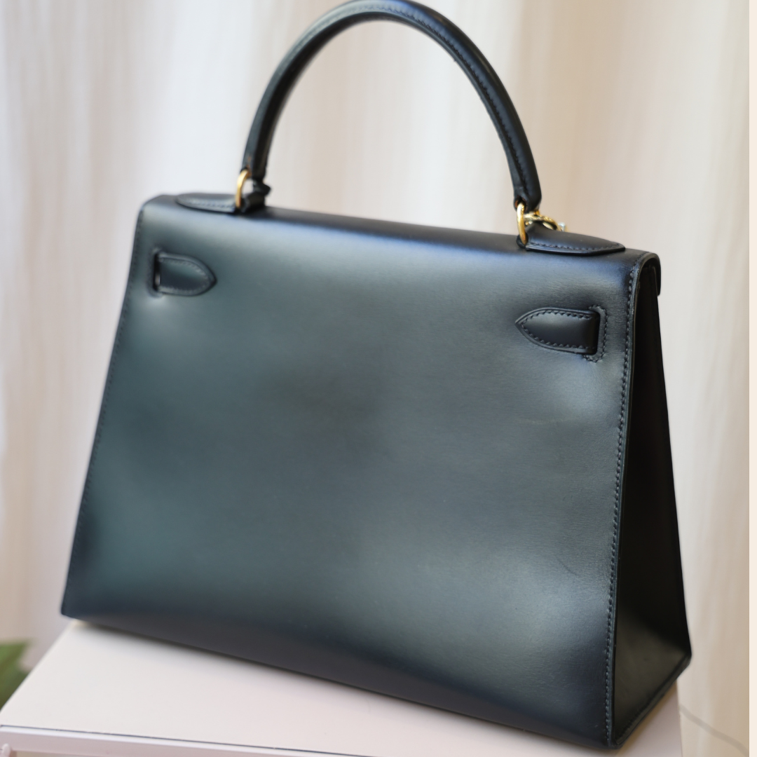 HERMÈS - Kelly Black Calf Box 28