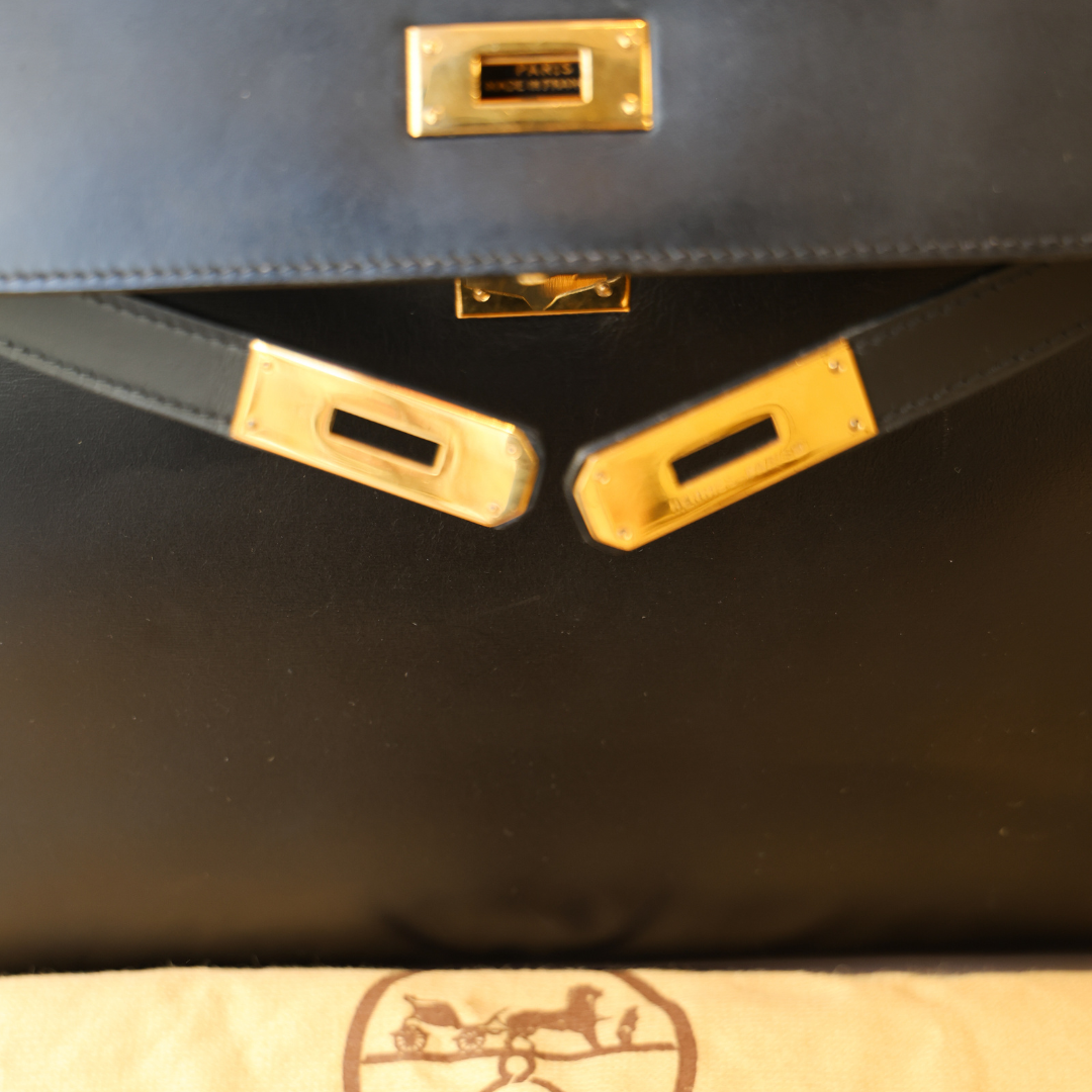 HERMÈS - Kelly Black Calf Box 28