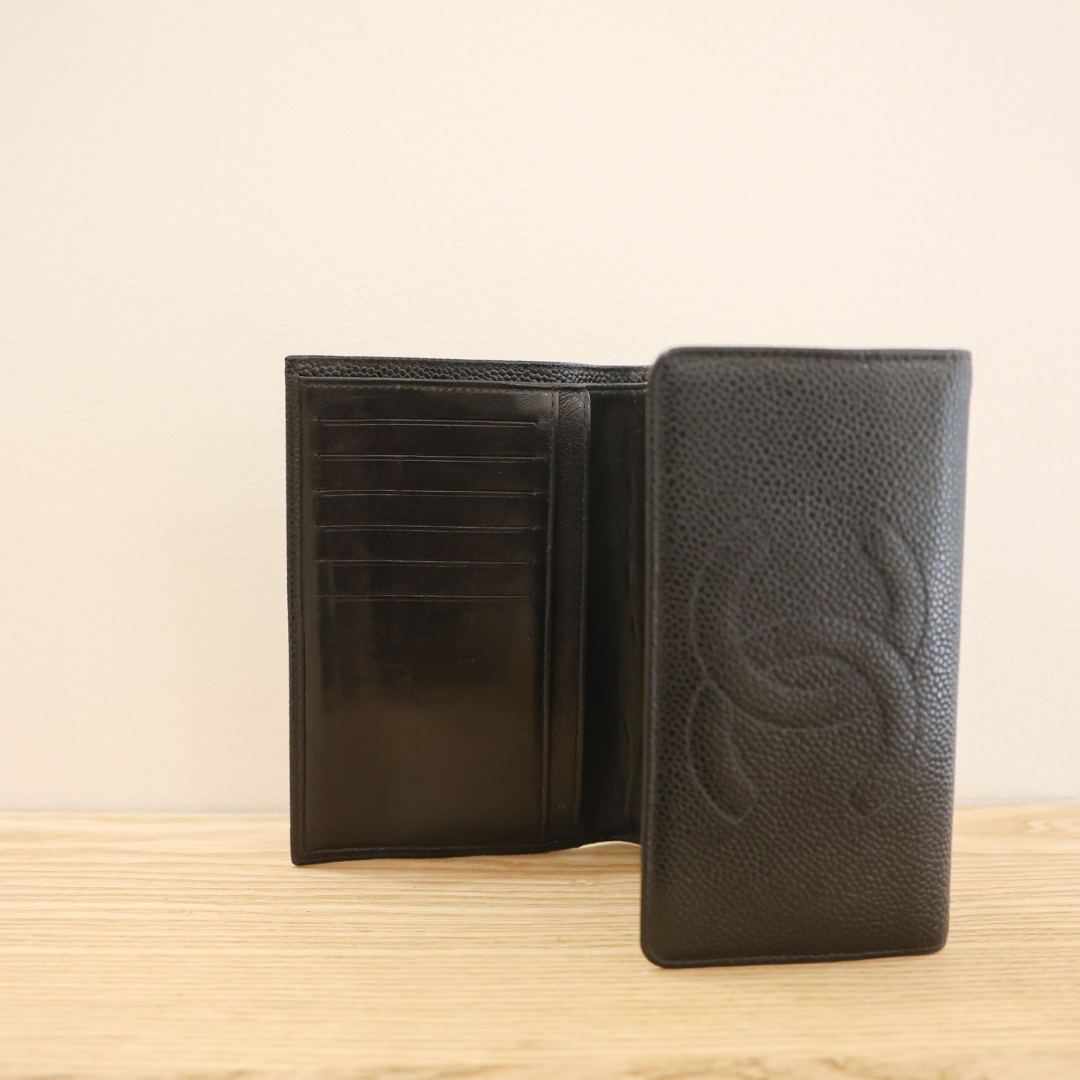 CHANEL - Portefeuille noir grainé