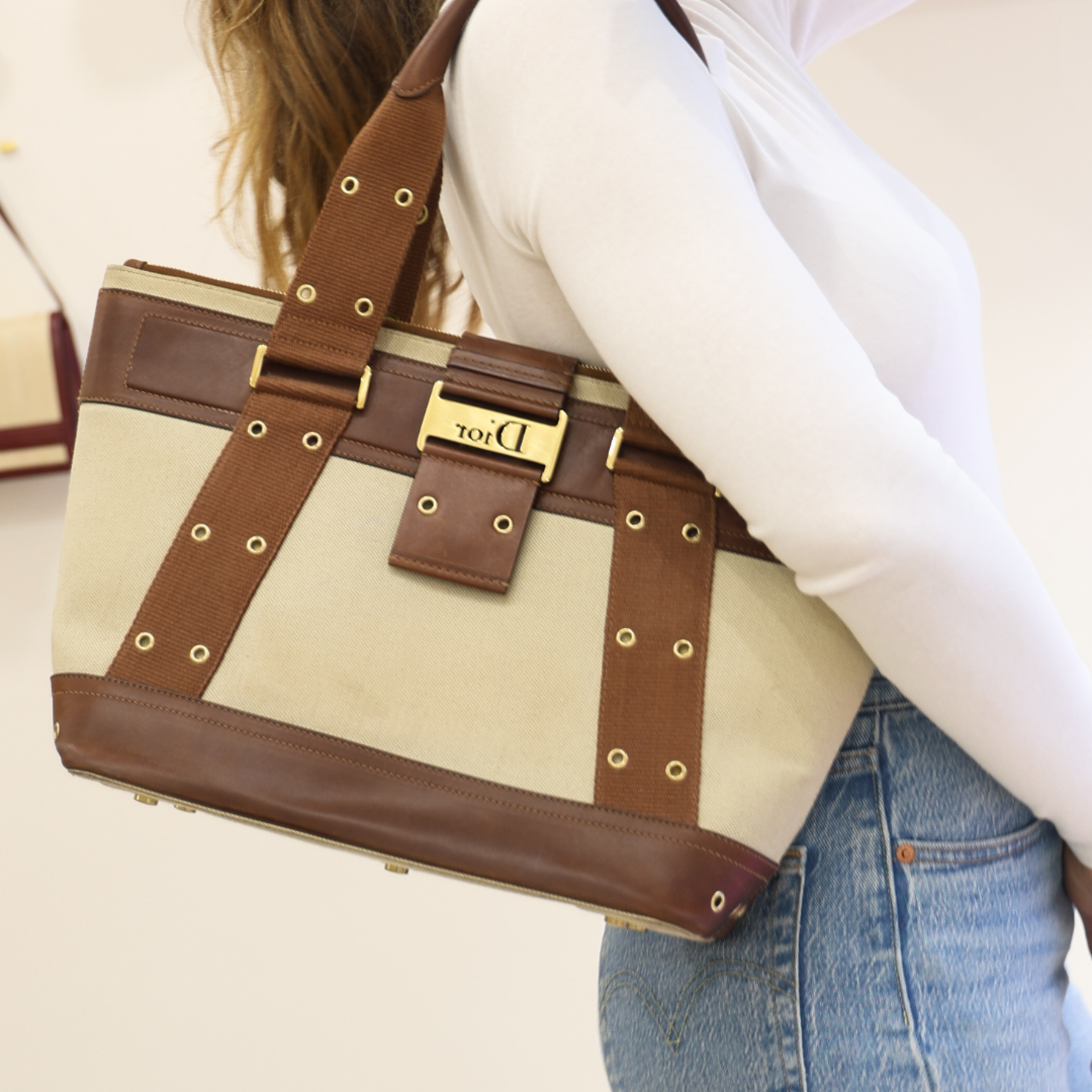 DIOR - Cabas cuir & toile