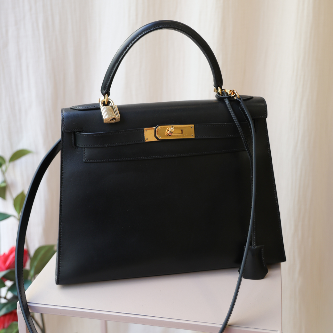 HERMÈS - Kelly Black Calf Box 28