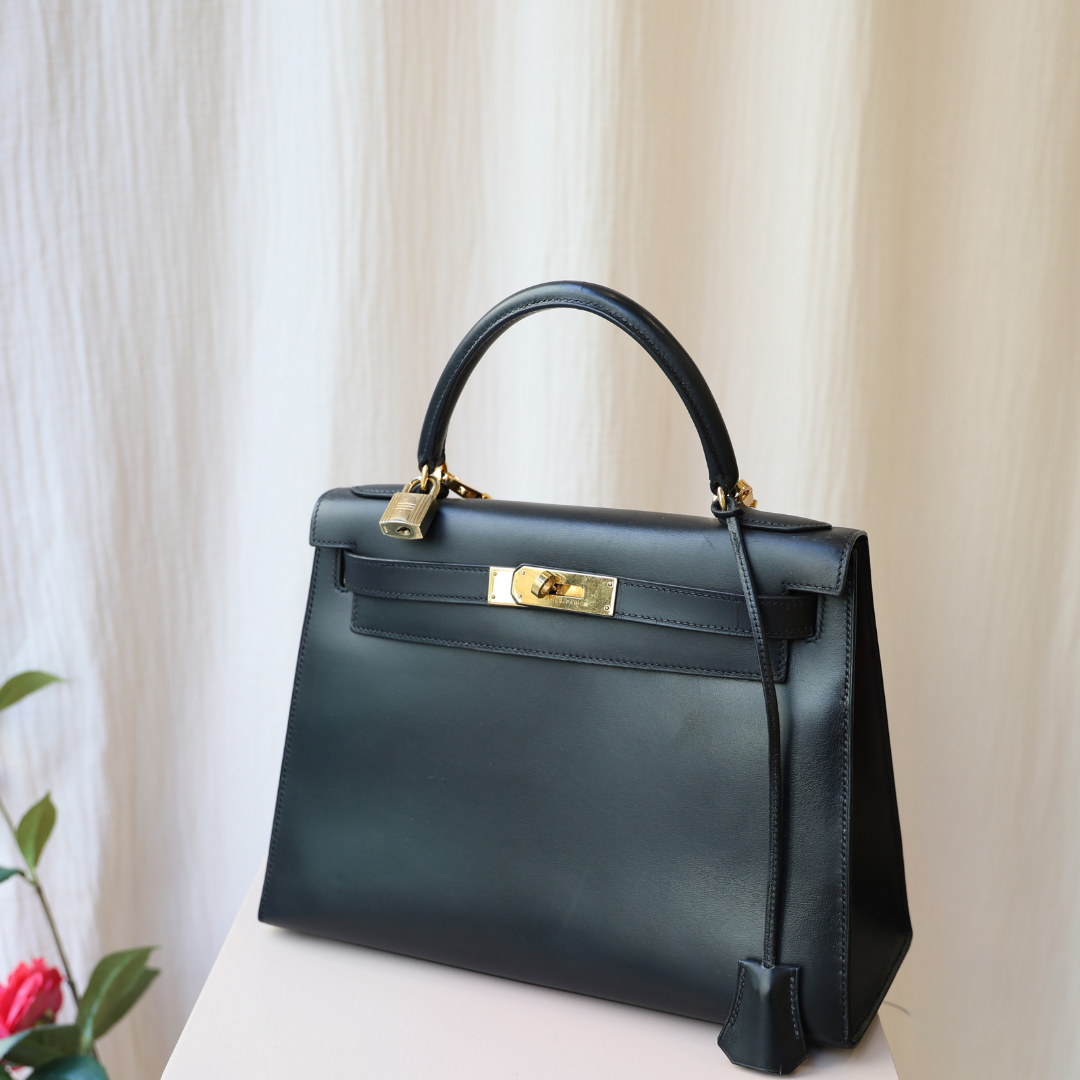 HERMÈS - Kelly Black Calf Box 28