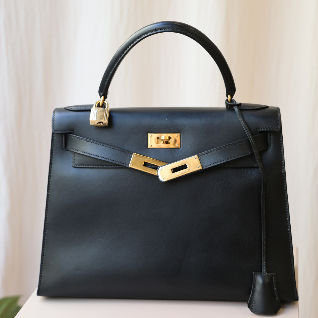 HERMÈS - Kelly Black Calf Box 28