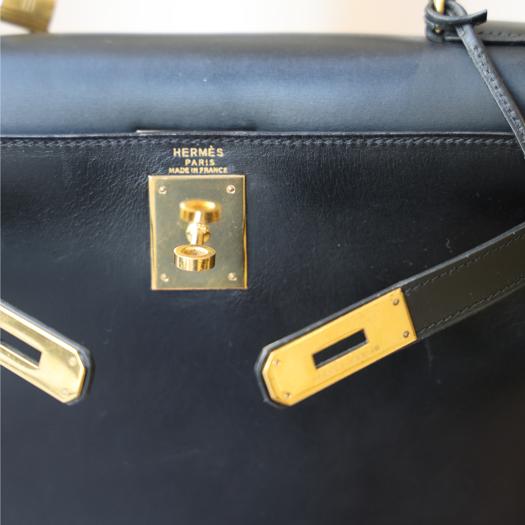 HERMÈS - Kelly Black Calf Box 28