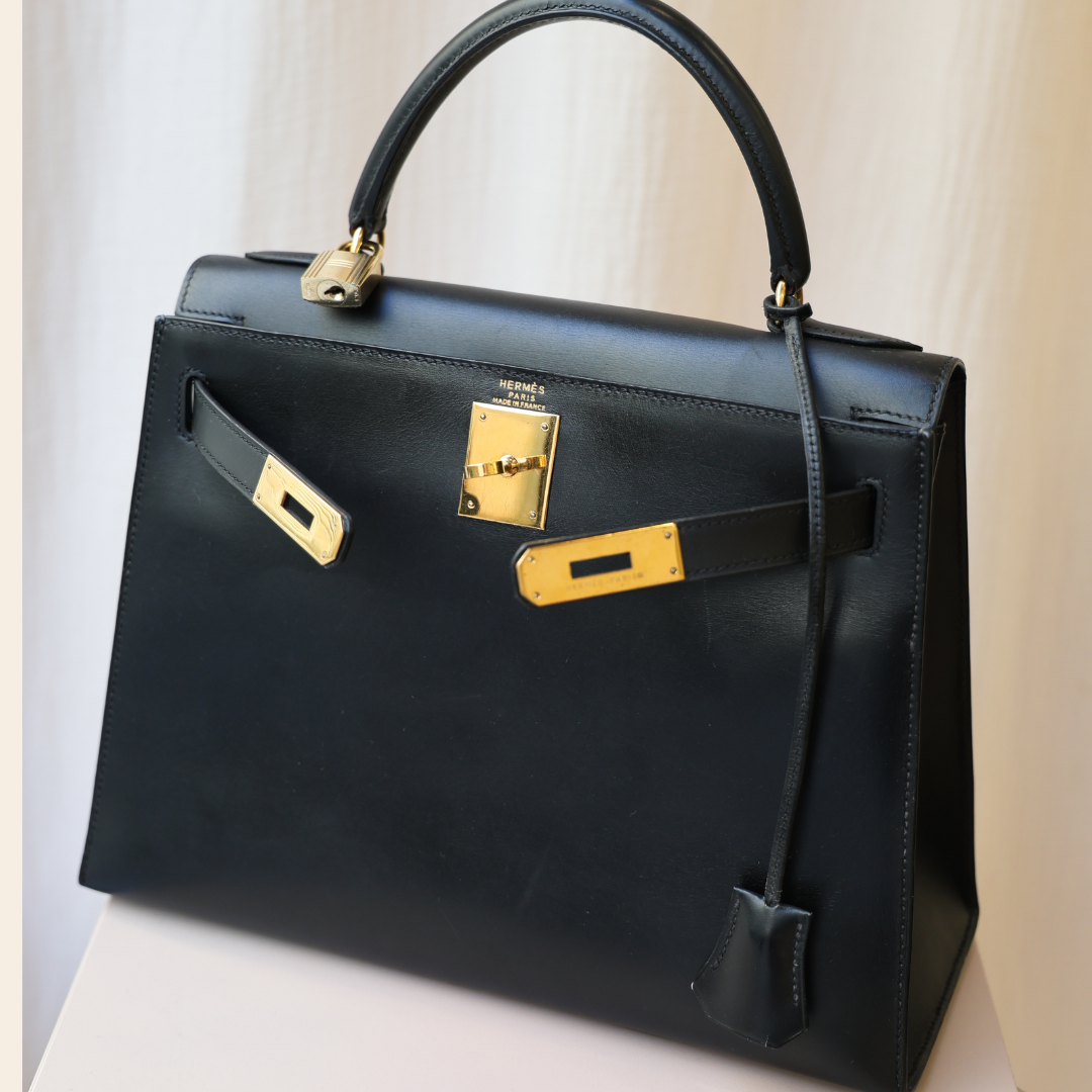 HERMÈS - Kelly Black Calf Box 28